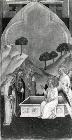 National Gallery, London — Jacopo di Cione; Matteo di Pacino - sec. XIV - Marie al sepolcro — particolare, registro mediano, quarto scomparto